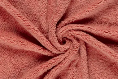 Koraalrode stoffen - Fleece stof - sherpa fleece - koraal - 18494-013