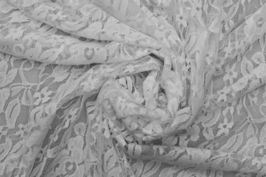 Laagjes kleding stoffen - Kant stof - stretch - bloemen - wit - 0392-001