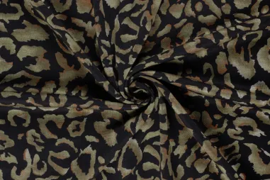 Stretch stof - cotton velvet - fantasie - zwart wit - 21300-001 - Tricot stof - discharge - dierenprint - zwart - 31/24110-069