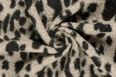 Beige - Gebreide stof - bouclé - dierenprint - beige - 31/24133-052