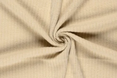 Gestrickter Stoff - knitted Woll-Look - beige melange - 3746-008 - Tricot stof - poly viscose rib - beige - 31/24145-052