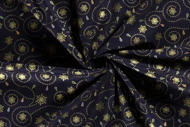 Kerst stoffen - Kerststof - katoen poplin - folie kerstprint - donkerblauw - 20747-008