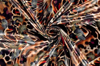 90gr/M² - Polyester stof - satijn - abstract - brique multi - 24010-056