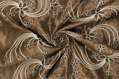 Bloemetjes stoffen - Stickstoff – Taftseide – Bronze-Gold – 22405-110