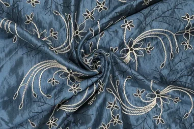 Najaar stoffen - Embroidery stof - taffeta riva - blauw - 22405-690