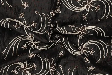 Broderie en Embroidery stoffen - Embroidery stof - taffeta riva - zwart - 22405-999