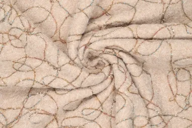 395gr/M² - Embroidery stof - fur - cotta embroidery lizzy - crème - 22229-178