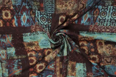 105gr/M² - Viscose stof - mix - digitaal fantasie - blauw - 22326-665