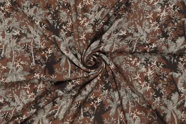 Bruine stoffen - Viscose stof - mix - digitaal palmbomen - bruin - 22328-100