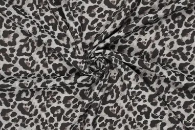 105gr/M² - Viscose stof - mix - digitaal dierenprint - grijs - 22332-960