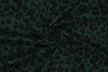 Gebreide stoffen - Gebreide stof - jacquard double face - dierenprint - groen zwart - 22354-200