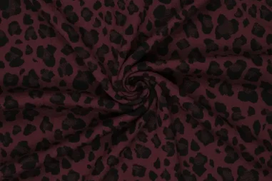 330gr/M² - Gebreide stof - jacquard double face - dierenprint - bordeaux zwart - 22354-400