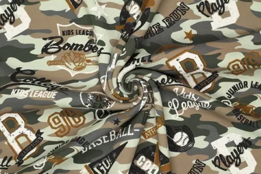 Katoen stof - stretch - digitaal camouflage - 922817-70 - Joggingstof - alphenfleece - digitaal baseball - multi - 22385-215