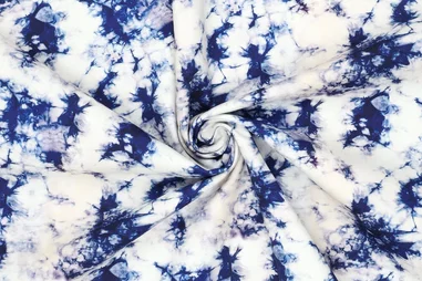 Fluweel stof - digitaal bloemen en vogels - blauw - 1913-008 - Canvas stof - digitaal fantasie - blauw - 20972-014