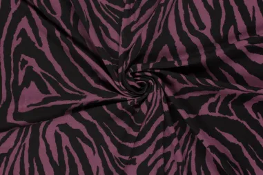 Aubergine - Viskose – Stretch – Vortex – Zebra-Print – Aubergine – 24035-046