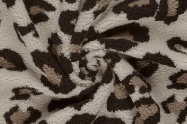 Fur bont stoffen - Bont stof - panterprint - beige camel - 31/24132-053