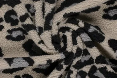 Bont stoffen - Bont stof - panterprint - beige grijs - 24132-063