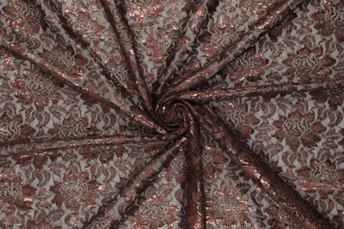 Bruine stoffen - Kant stof - foil lace - bruin - 22412-100
