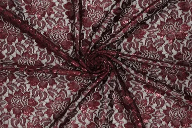 155gr/M² - Kant stof - foil lace - donkerrood - 22412-400