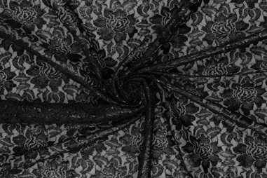 155gr/M² - Kant stof - foil lace - zwart - 22412-999