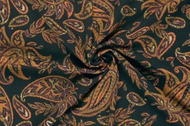 275gr/M² - Tricot stof - punta di roma - paisley - donkergrijs - 24052-068