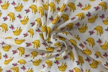 Musselin Stoffe - Musselin – Bananen – gebrochenes Weiß – JT717