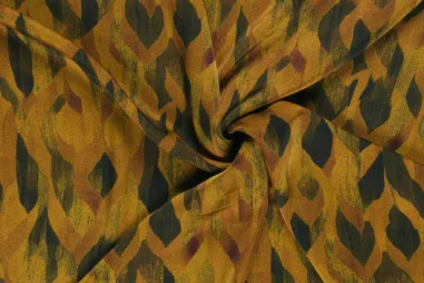 Katoen stof - wafelkatoen - oker - 2903-034 - Polyester stof - satijn duchesse - abstract - geel - 24075-034