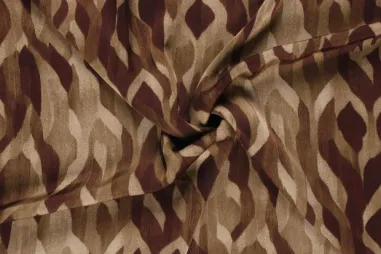 Velours de panne stof - terra - 5666-037 - Polyester stof - satijn duchesse - abstract - beige - 24075-152