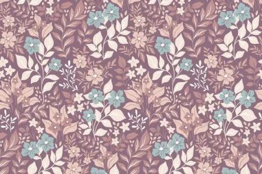 Lila stoffen - Tricot stof - bloemen - lila - 23530-043