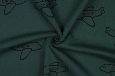 Flugzeugstoffe - Jogging – Flugzeuge – dunkelgrün – 5653-086