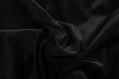 95% Polyester, 5% Elastan - Veloursstoff – Crushed Velvet – schwarz – 0668-999