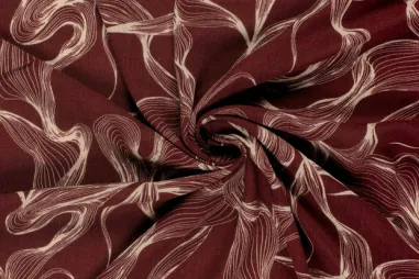 Bordeauxrode stoffen - Viscose stof - borken crepe - abstract - bordeaux - 24097-018