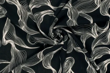 100% viscose stoffen - Viscose stof - borken crepe - abstract - zwart - 24097-069