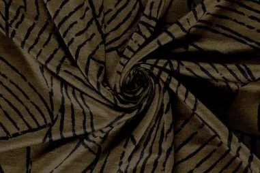 55% Polyester, 45% Viskose - Tricot stof - discharge - fantasie - taupe - 24113-054