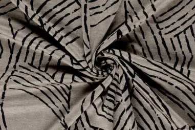 55% Polyester, 45% Viskose - Tricot stof - discharge - fantasie - beige - 24113-152