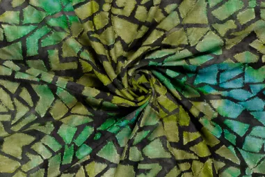 Tie dye stoffen - Stretch stof - jacquard tie dye - groen - 24127-025