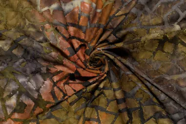 180gr/M² - Stretch stof - jacquard tie dye - kaki multi - 24127-027