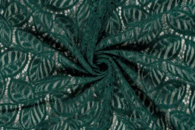 Laagjes kleding stoffen - Kant stof - chenille - bladeren - donkergroen - 24159-128