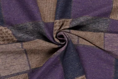 NB 5438-142 Trikotstoff lila - Polyester stof - jacquard - ruiten - paars multi - 24207-008