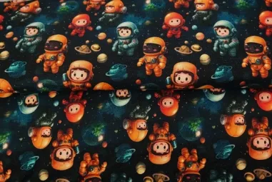 Ruimte stoffen - Tricot stof - French Terry - digitaal ruimte - multi - 26533-20