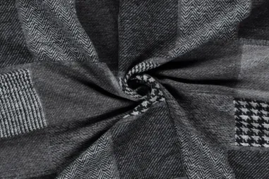 Tricot stof - Punta di Roma middengrijs - gemêleerd - 9601-063 - Polyester stof - jacquard - ruiten - grijs - 24207-068