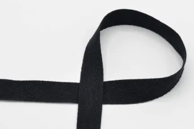 Katoenen band - Keperband 2 cm - zwart - XTT11-569-020