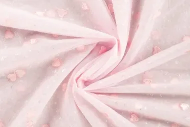 Hartjes stoffen - Stickstoff – Nylon Mesh – Herzen – hellrosa – 49001-110