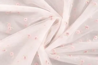 Karnevalsstoffe - Stickstoff – Nylon Mesh – Blümchen – hellrosa – 49004-110
