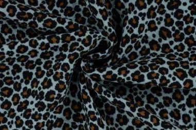 Musselin Stoffe - Musselin – Leopardenmuster – dunkles Dusty Mint – 40005-220
