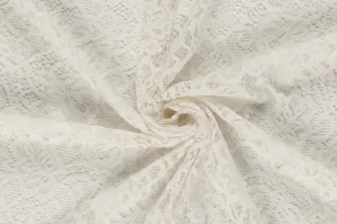 Laagjes kleding stoffen - Kant stof - chenille - bloemen - gebroken wit - 24158-051