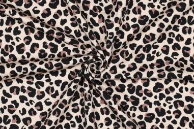 230gr/M² - Tricot stof - French Terry - digitaal dierenprint - beige - 5478-011
