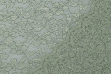 Laagjes kleding stoffen - Kant stof - bloemen - lichtgroen - 1613-012