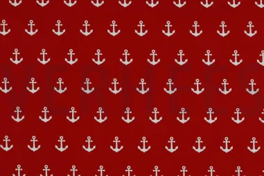 katoenen stoffen met print - Katoen stof - poplin - scheepsankers - rood - 8600-004