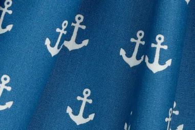 katoenen stoffen met print - Katoen stof - poplin - scheepsankers - blauw - 8600-025
